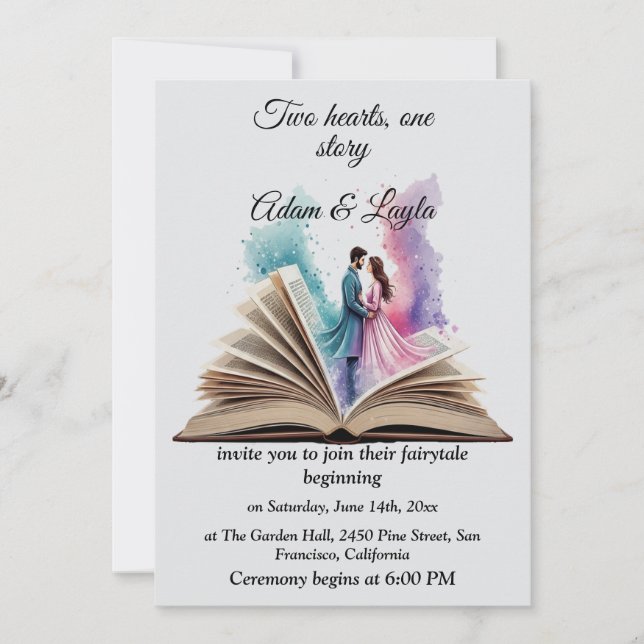 Convite Fairytale Book One Story Water wedding Invitation (Frente)