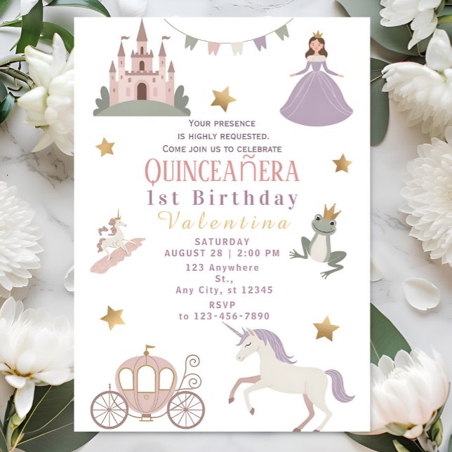 Convite Fairytale Castle Baby Girl Birthday Party (Criador carregado)