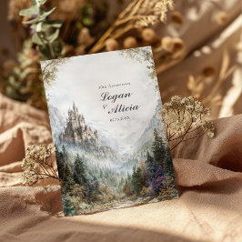 Convite Fairytale Castle Misty Forest Autumn Wedding