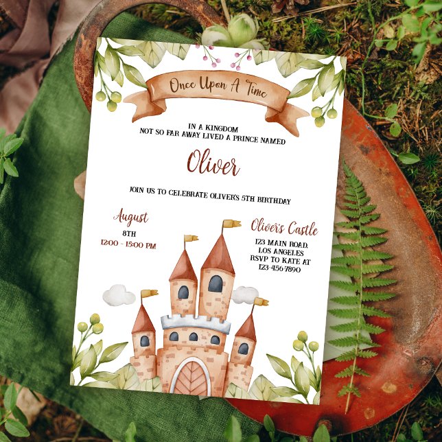 Convite Fairytale Castle Party Watercolor (Criador carregado)