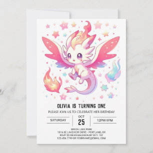 Convite Fairytale Fiery Dragon primeiro aniversario
