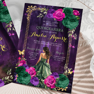 Convite Fairytale Floresta Encantada Lilac Green Quinceañe