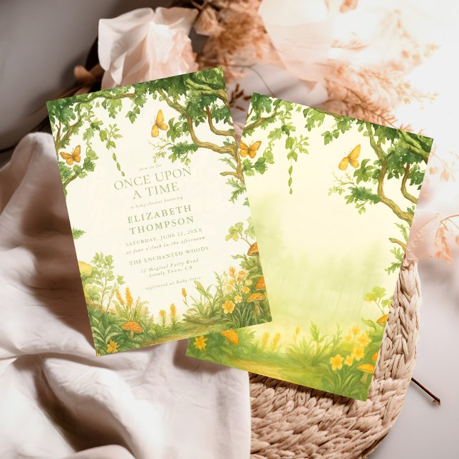 Convite fairytale mushroom forest baby shower girl (Criador carregado)