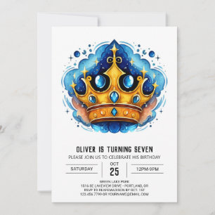 Convite Fairytale Personalizado Príncipe Coroa Aniversário
