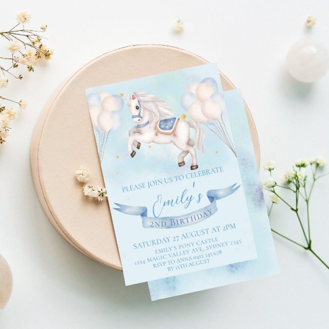 Convite Fairytale Pony Balloons - primeiro aniversario (Criador carregado)