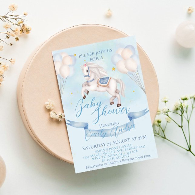 Convite Fairytale Pony Star Chá de fraldas dos Balões (Criador carregado)