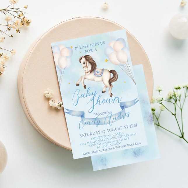 Convite Fairytale Pony Stars Chá de fraldas dos Balões (Criador carregado)