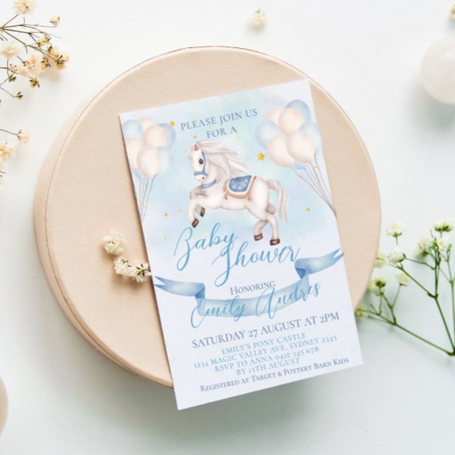 Convite Fairytale Pony Stars Chá de fraldas dos Balões (Criador carregado)