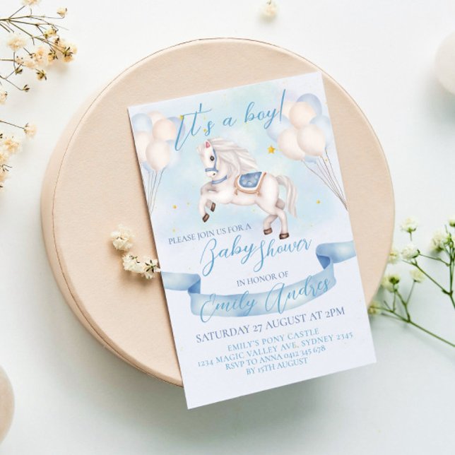 Convite Fairytale Pony Stars Chá de fraldas dos Balões (Criador carregado)