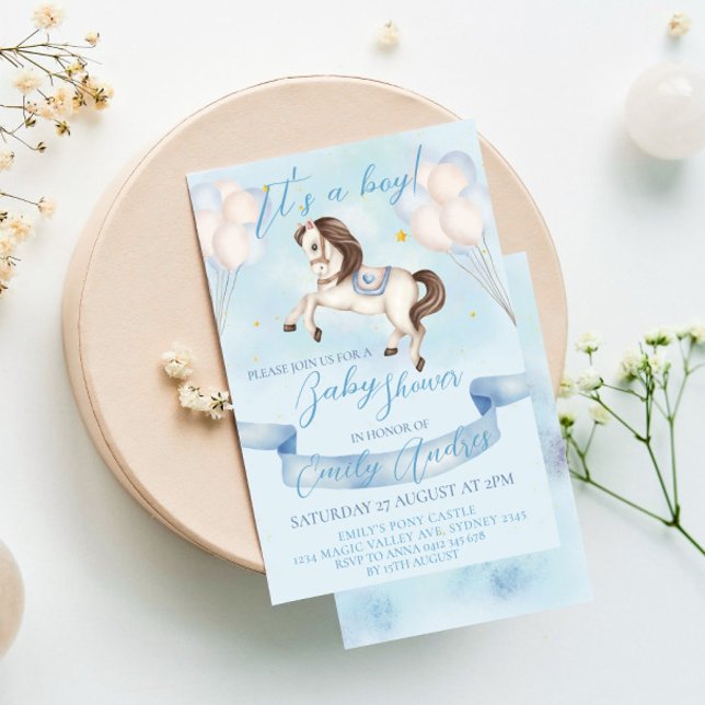 Convite Fairytale Pony Stars Chá de fraldas dos Balões (Criador carregado)