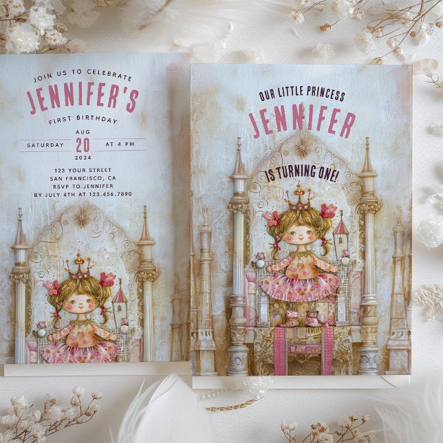 Convite Fairytale Princesa Encantada Primeiro Aniversário (Criador carregado)
