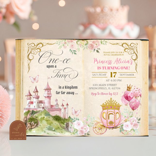 Convite Fairytale Storybook Princess First Birthday (Criador carregado)