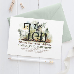 Convite Fairytale Unicorn Dragon Magic Castle 10 Aniversá