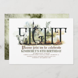 Convite Fairytale Unicorn Dragon Magic Castle 8.º Aniversá