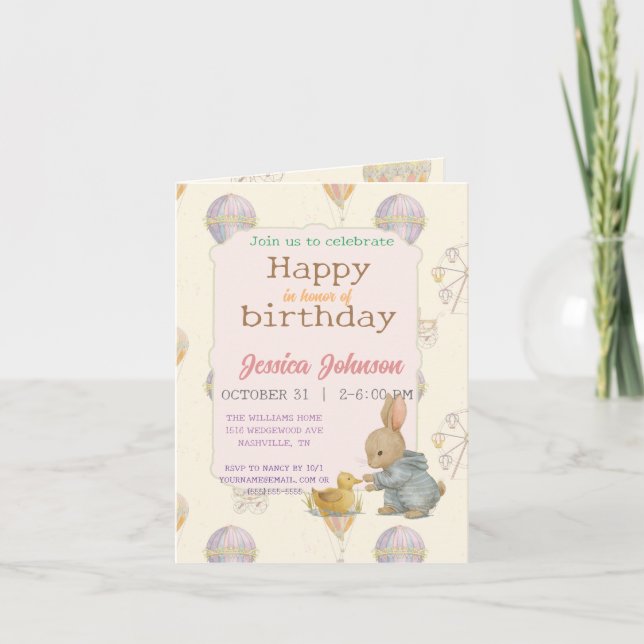 Convite "Fairytale Vintage Amusement Park" (Frente)