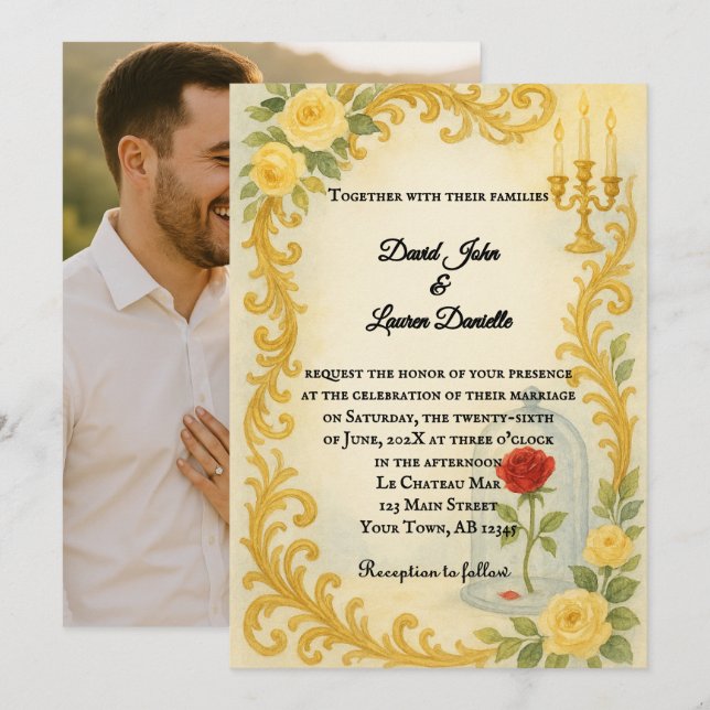 Convite Fairytale Wedding Photo Invitation (Frente/Verso)