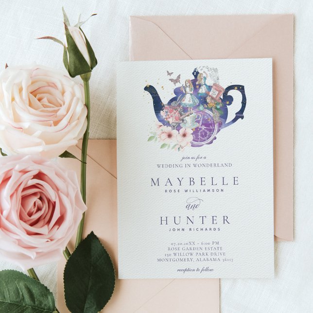 Convite Fairytale Wedding Tea Party in Wonderland (Fairytale Wedding Tea Party in Wonderland Invitation)