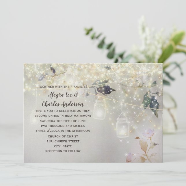 Convite Fairytale Woodsy Farmhouse Mason Jar Wedding (Em pé/Frente)