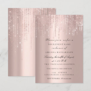Convite Faíscas Brilho Gotas Rosa Casamento  Chuveiro de N