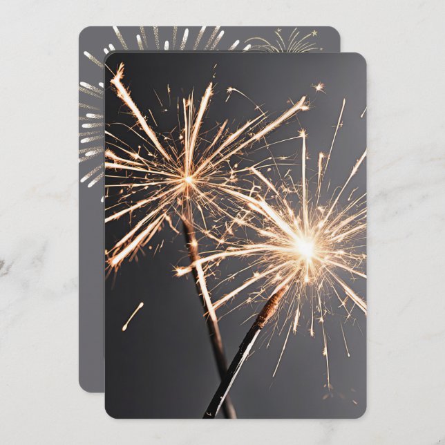 Convite Faíscas de Partido de Ano Novo (Frente/Verso)