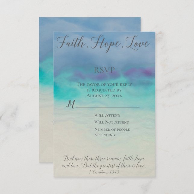 Convite Faith Hope Love RSVP Reply Card (Frente/Verso)