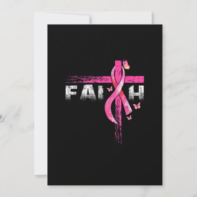 Convite Faith Pink Ribbon Butterfly Cancer Awarenes (Frente)