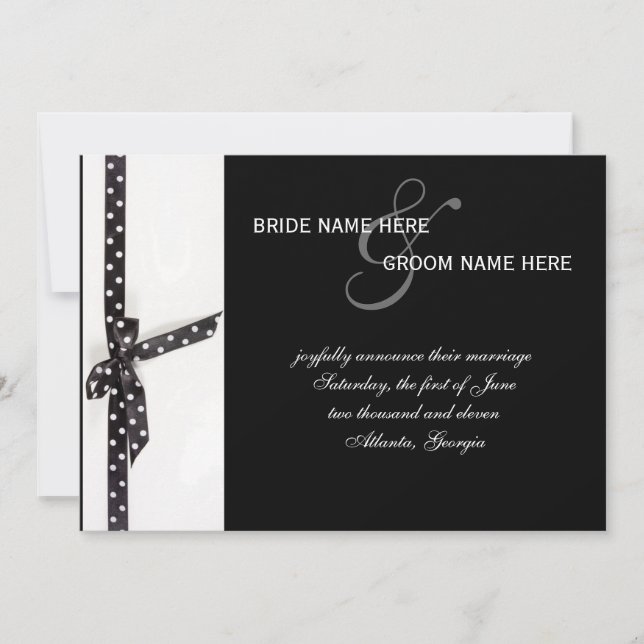 Convite Faixa Bolinhas Preta e Branca (Frente)