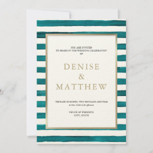 Convite Faixa de Aquarela Azul do Porto & Letreiro Dourado