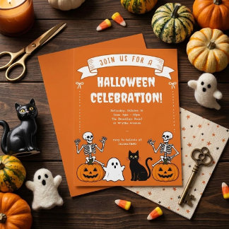 Convite Faixa de Banner de Celebração de Halloween Retrô E