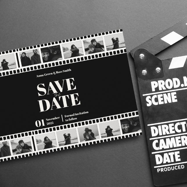 Convite Faixa de Filme Foto Divertida Colagem Salvar a Dat (Criador carregado)