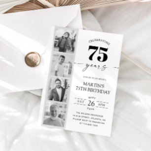 Convite Faixa de Filme Foto Minimalista 75º Aniversário