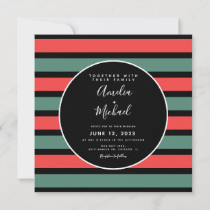 Convite Faixa de Natal Verde Vermelho Preto Casamento