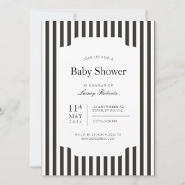 Convite Faixa Estreita de doce vertical, preto e branco