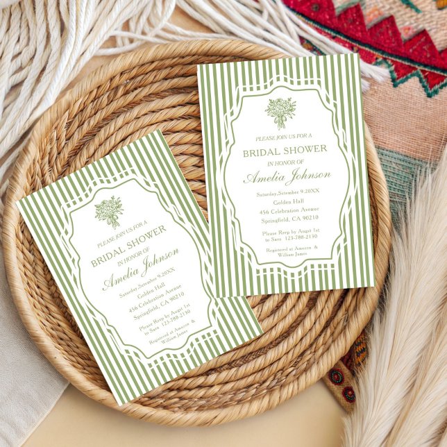 Convite Faixa Floral Boho Verde Salvia para Chá de Bebê de (Criador carregado)