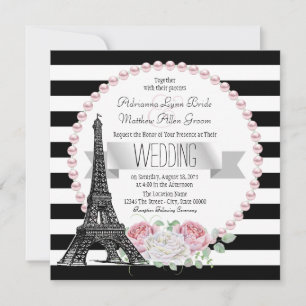 Convite Faixa Preta Paris País Francês Casamento Paris