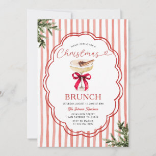 Convite Faixa Vermelha Festiva e Brunch de Natal de Férias