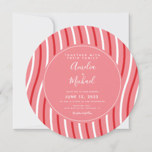Convite Faixas de Hortelã Natalino Rosa Vermelho Casamento