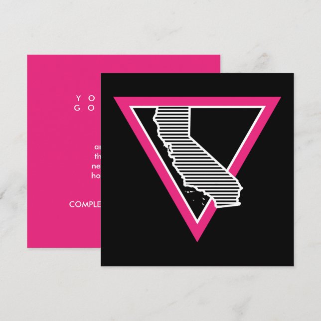 Convite faixas de triângulo rosa califórnia (Frente/Verso)