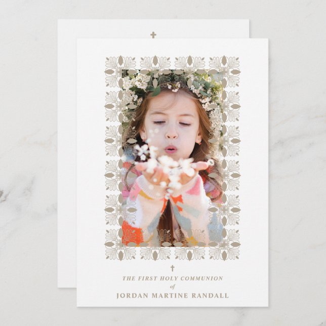 Convite Fake Gold Effect Fancy Ornament Lace Effect Modern (Frente/Verso)