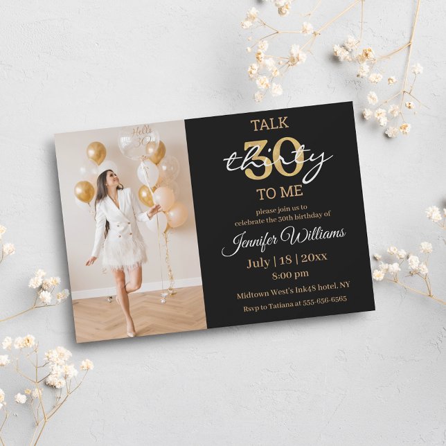 Convite fala trinta comigo, foto de aniversário de 30 anos (Criador carregado)