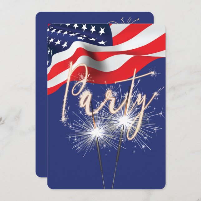 Convite Falantes do Partido em 4 de julho na bandeira (Frente/Verso)