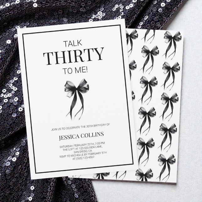 Convite Fale 30 para mim Black White 30 Festa de aniversár (Talk 30 to Me Black White Thirty Birthday Party Invitation)