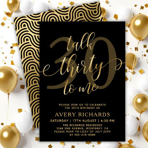 Convite Fale 30 Para Mim Dourado Script aniversário de 30 