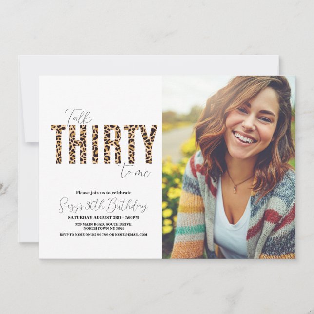 Convite Fale 30 para mim Foto de Leopard Mulheres Aniversá (Frente)