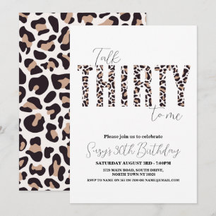 Convite Fale 30 para mim Snow Leopard Chic Women Aniversár