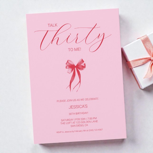 Convite Fale Comigo 30 Festa Elegante Rosa aniversário de  (Talk Thirty To Me Pink Elegant 30th Birthday Party Invitation)