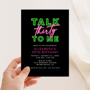 Convite Fale Trinta Comigo Dirty 30 Verde Neon e Rosa Aniv