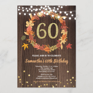 Convite Fall 60º aniversário wreath wreath wreath gold