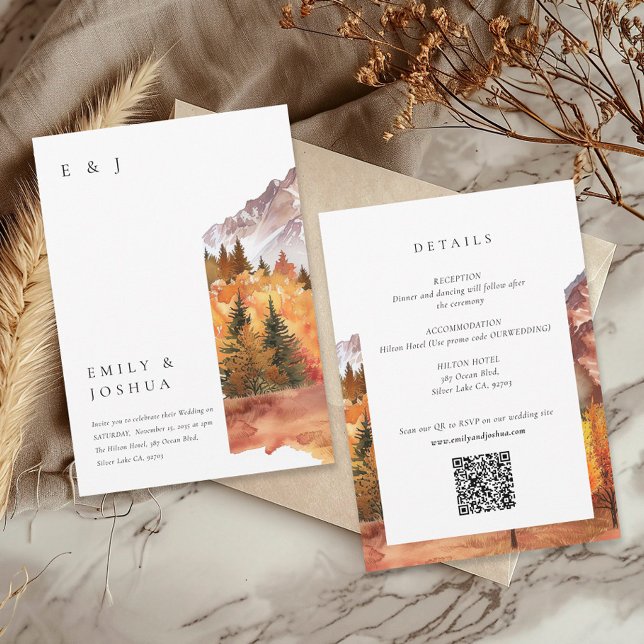 Convite Fall Autumn All em um Casamento de Código QR RSVP (Criador carregado)