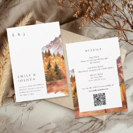 Convite Fall Autumn All em um Casamento de Código QR RSVP